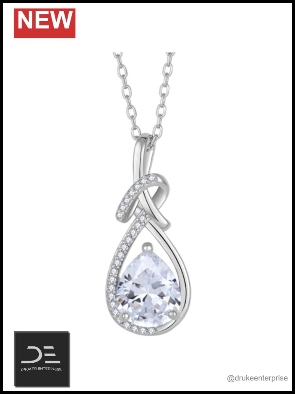 Infinity Teardrop Necklace Silver Tone Pendant Birthstone Jewelry